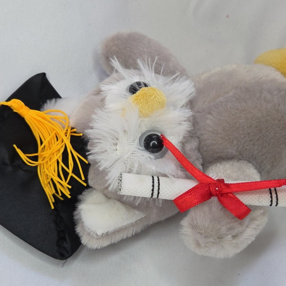 Graduation Owl plush Dandee bird cap with diploma Grad Gift 7" - Picture 7 of 11